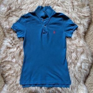Women's Ralph Lauren Blue Skinny Polo Size Small